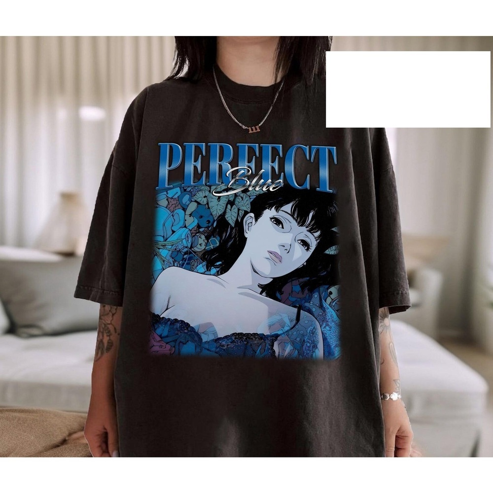 Retro Perfect Blue Black Shirt 90s Anime Fan Gift